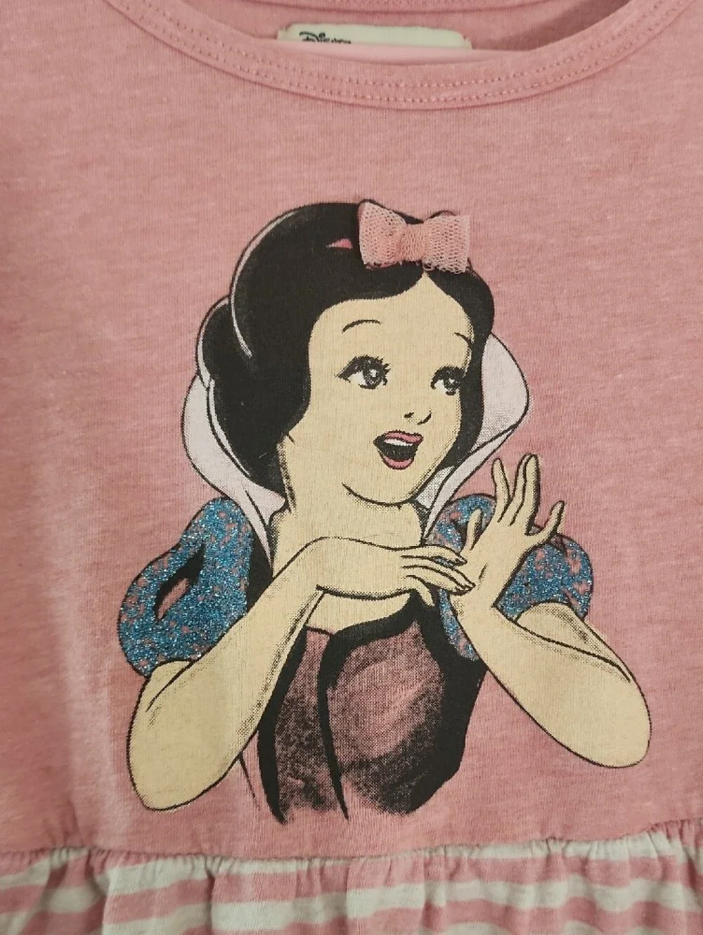 Girls' Disney Pink Snow White Striped Handkerchief Hem Dress